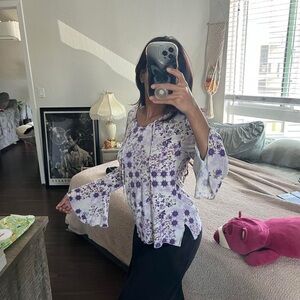 Floral Bell Sleeve Top